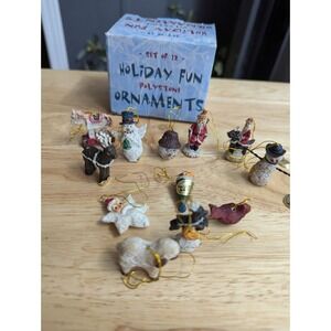 Giftco polystone miniature ornaments Holiday fun lot 12 3039